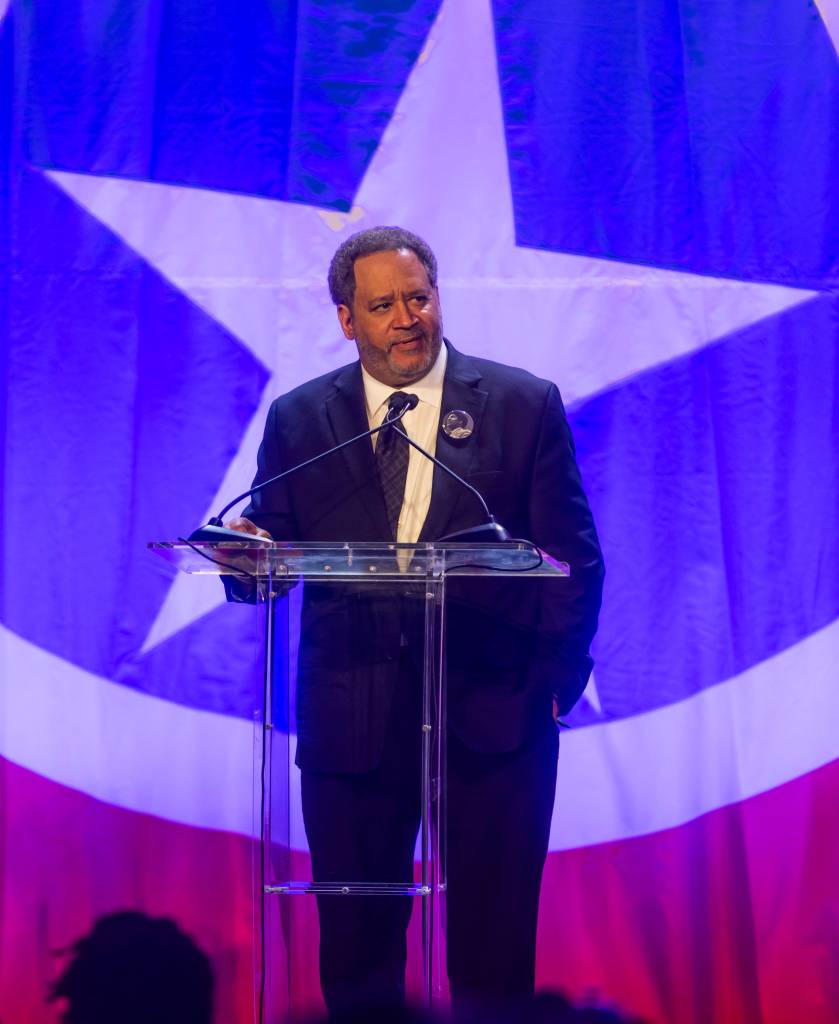 Vanderbilt University Professor Michael Eric Dyson speaks during the Tennessee Democratic Party's annual Three Star Dinner fundraiser held at the Omni Hotel on Saturday, July 27, 2024.